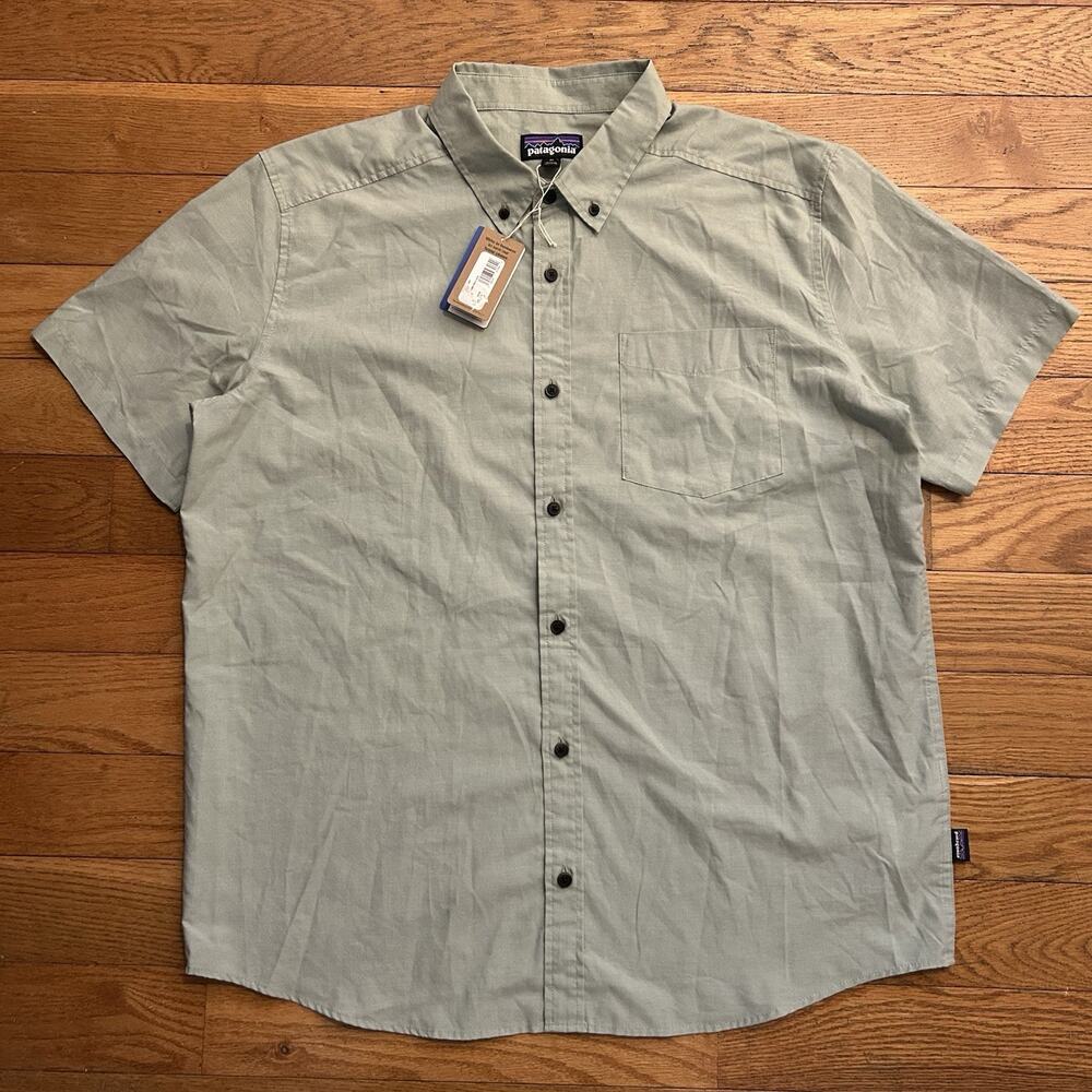 NEW Patagonia Daily Green Organic Cotton Short Sleeve Button Up Shirt XL
